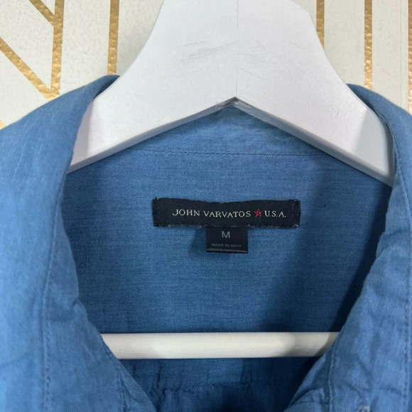 John Varvatos Star‎ Usa Short Sleeve Solid Shirt in Blue Size US Medium - Picture 4 of 12